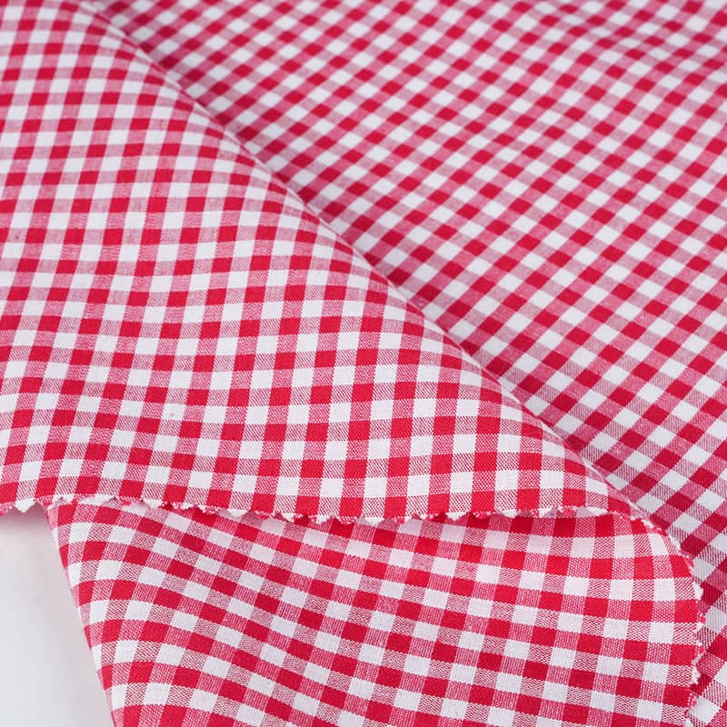 Yarn Dyed Pure Cotton Woven Fabric In Red And White Check Popular Designs With Good Quality And Soft Handfeeling